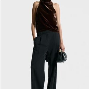H&M edition brown Velvet halter top with tassel fringe stunning!